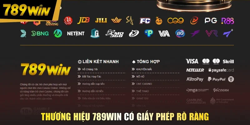 Thương hiệu 789WIN có giấy phép rõ ràng